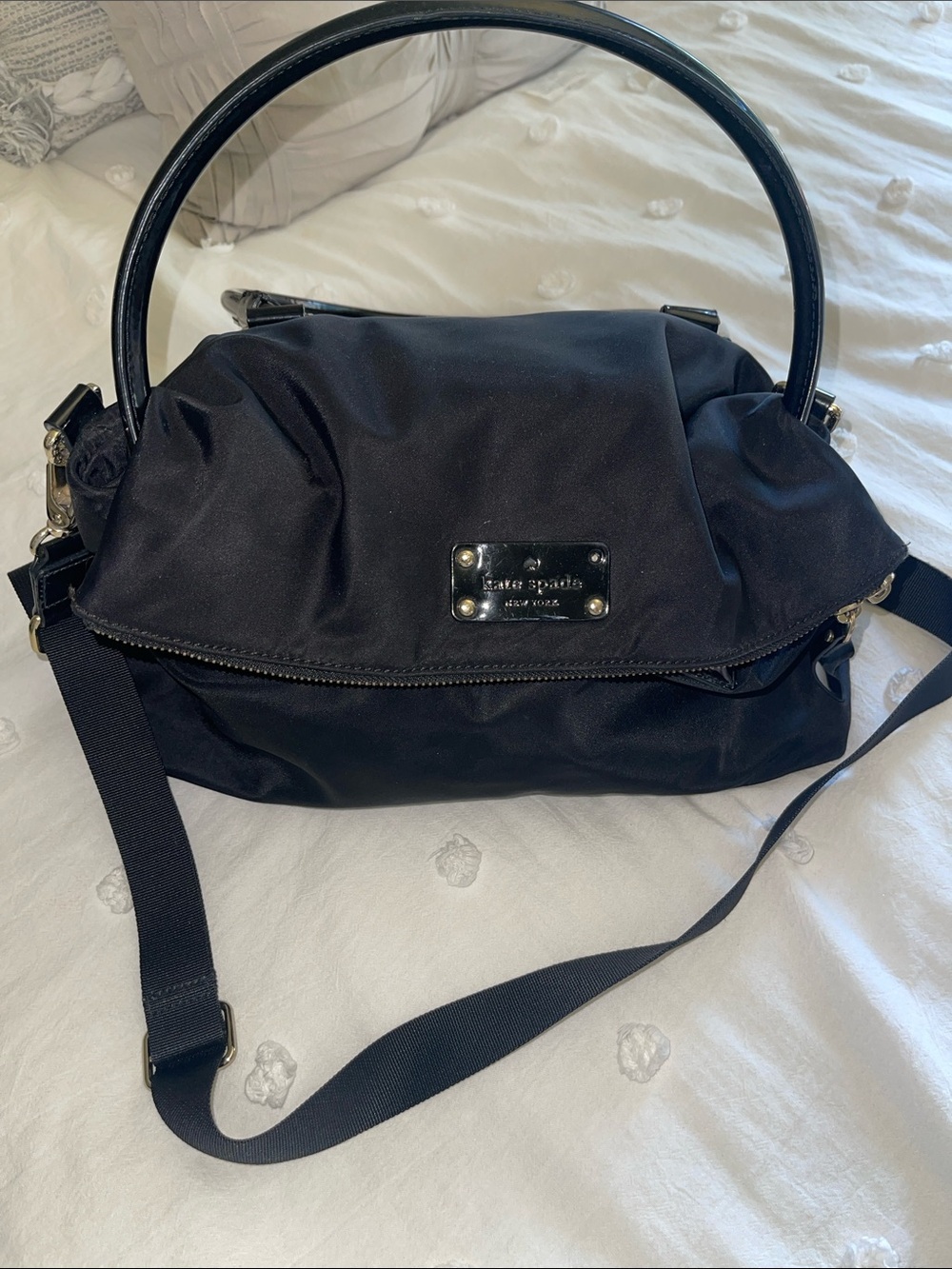 kate spade Black Nylon Shoulder Bag with Top Handle